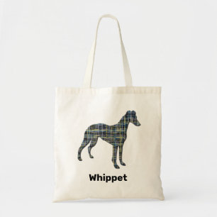Whippet Dog Silhouette Yellow & Black Grid Tote Bag
