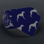 Whippet Dog Silhouettes Pattern Blue and Grey Tie<br><div class="desc">This original Whippets pattern blue neck tie makes a great gift for dog dads! Available in a variety of colours, this cool tie makes a statement for anyone who loves Whippets. An awesome gift for the guy who wears a tie for business, or for special events like holiday programs, AKC...</div>