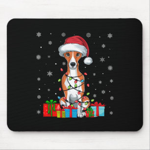 Whippet Dog Ugly Xmas Lights Santa Hat Whippet Dog Mouse Pad