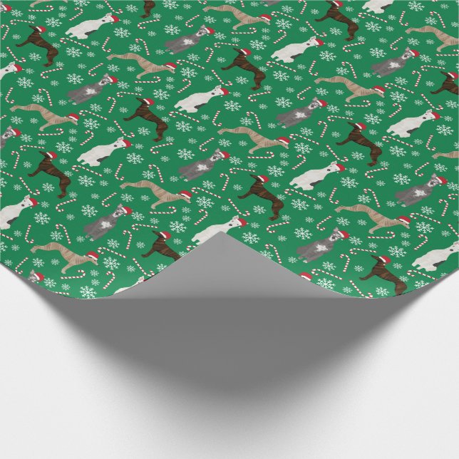 Whippet Dogs Christmas Holiday Wrapping Paper (Corner)