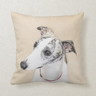 Whippet,English Whippet,Snap,white,brindle,dog,pup Cushion