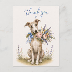 Whippet Flower Bouquet Thank You Postcard