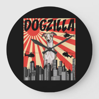 Whippet Gift | funny japanese dogzilla whippet Large Clock