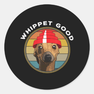 Whippet Good Funny 80s Music Dog Design Classic Round Sticker