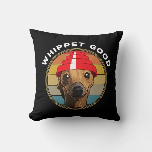 Whippet Good Funny 80s Music Dog Design Cushion (Front)