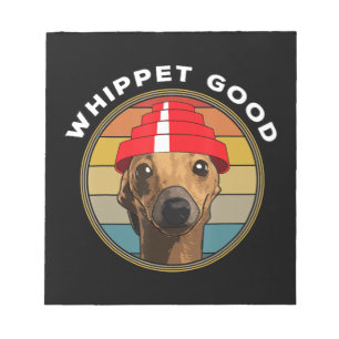 Whippet Good Funny 80s Music Dog Design Notepad