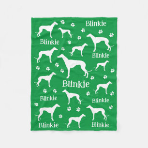 Whippet Green Personalised Dog Blanket