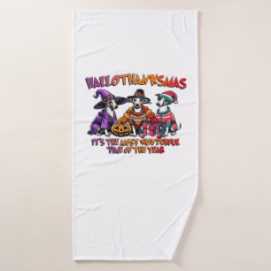 Whippet Halloween Thanksgiving Christmas Oversized Bath Towel