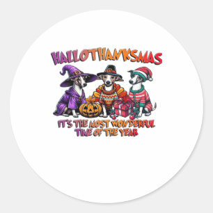 Whippet Halloween Thanksgiving Christmas Oversized Classic Round Sticker