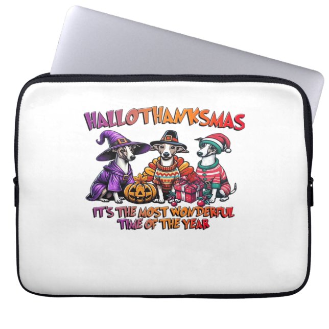 Whippet Halloween Thanksgiving Christmas Oversized Laptop Sleeve (Front)