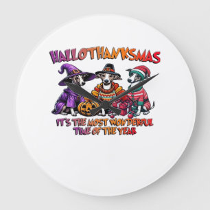 Whippet Halloween Thanksgiving Christmas Oversized Large Clock