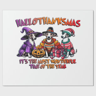Whippet Halloween Thanksgiving Christmas Oversized Wrapping Paper