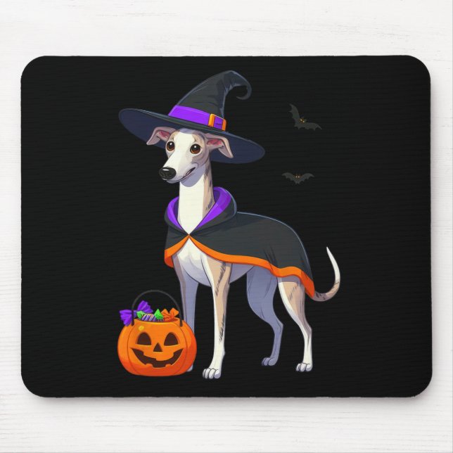 Whippet Halloween Witch Costume For Lover Dog For  Mouse Pad (Front)