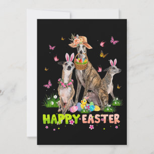 Whippet Happy Easter Bunny Eggs Easter Gift Kids Holiday Card