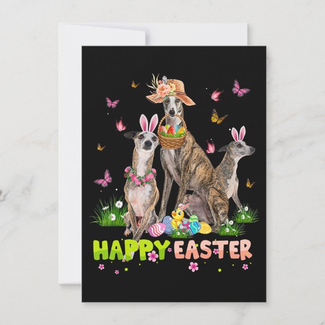 Whippet Happy Easter Bunny Eggs Easter Gift Kids Invitation (Front)