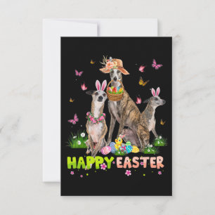Whippet Happy Easter Bunny Eggs Easter Gift Kids Thank You Card
