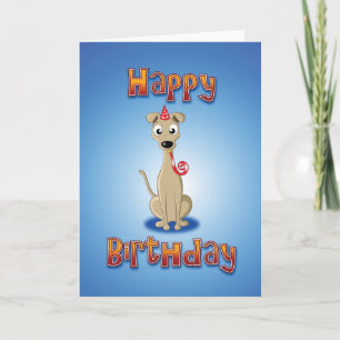 whippet hat&whistle - happy birthday card
