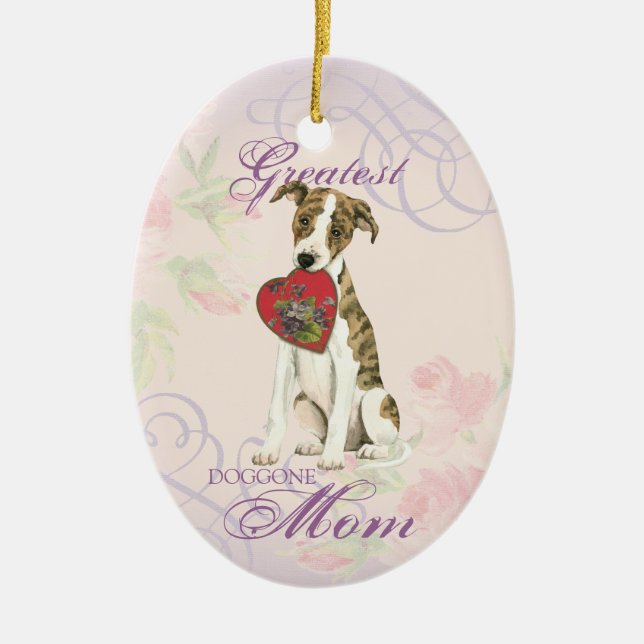 Whippet Heart Mum Ceramic Ornament (Front)