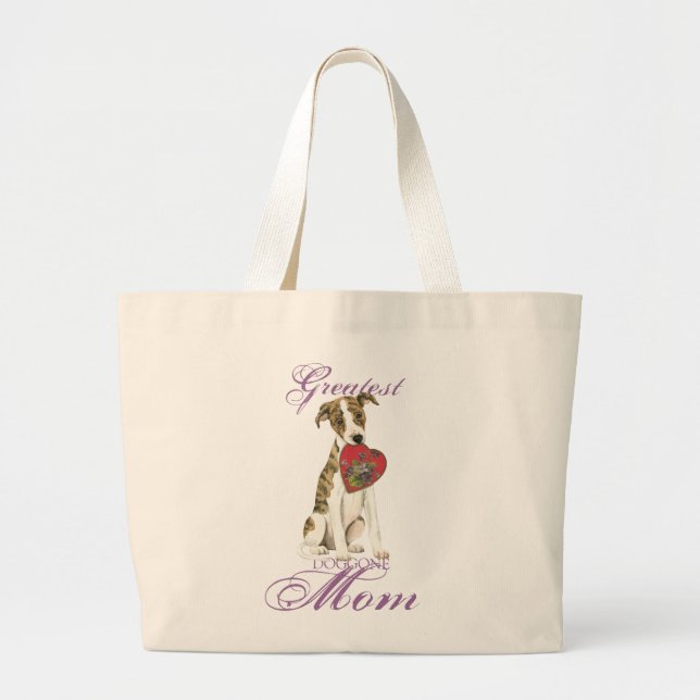 Whippet Heart Mum Large Tote Bag (Front)