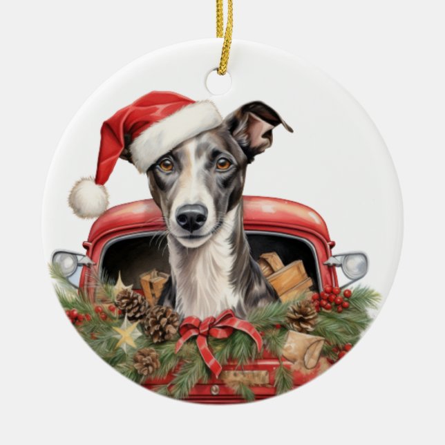 Whippet Holiday Ornament (Front)