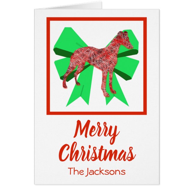 Whippet / Italian Greyhound Christmas Dog Bow Card (Front)