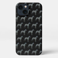 Whippet Italian Greyhound Dog Silhouett Grid Black