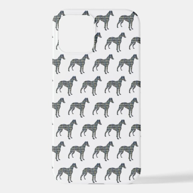 Whippet Italian Greyhound Dog Silhouett Grid White iPhone Case (Back)