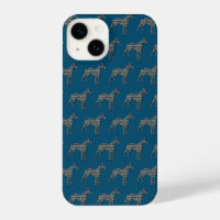 Whippet Italian Greyhound Dog Silhouette Grid Blue