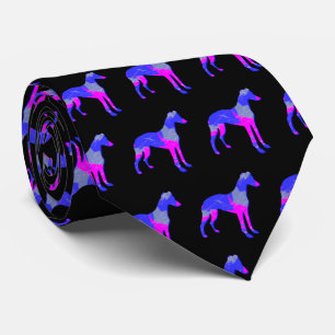 Whippet/Italian Greyhound Dog Silhouette P&B Black Tie