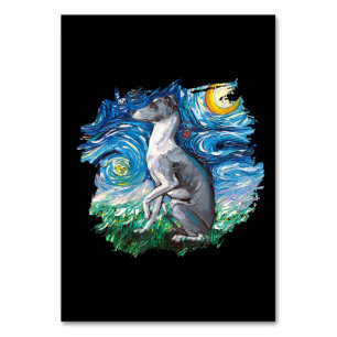 Whippet Italian Greyhound Starry Night Dog Art Table Number