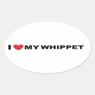 whippet love oval sticker