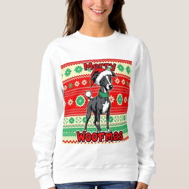 Whippet Merry Woofmas Sweatshirt (Front)