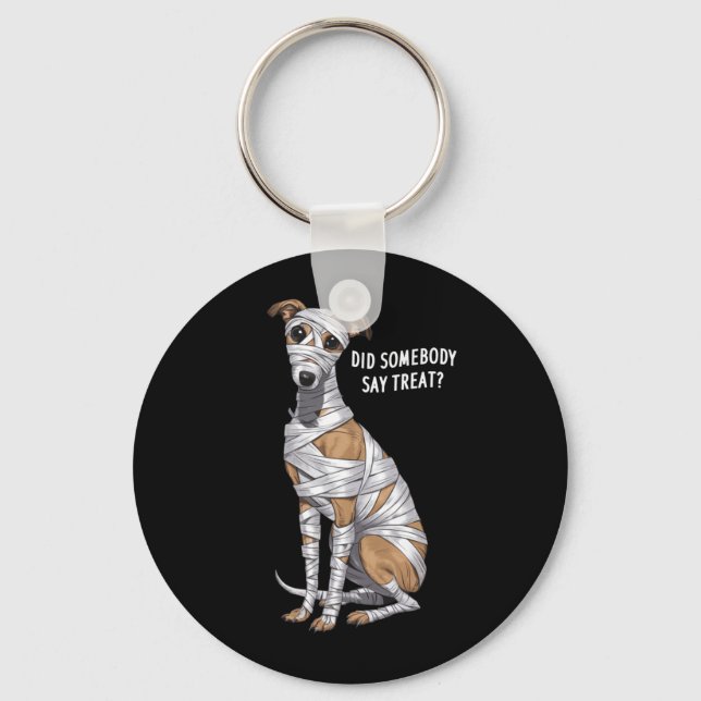 Whippet Mummy Halloween Dog Performance Key Ring (Front)