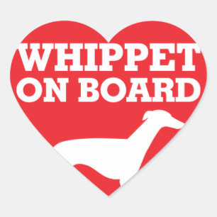 Whippet on Board Heart Sticker