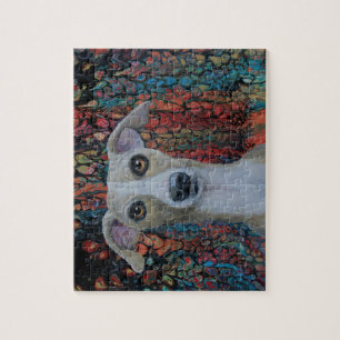 Whippet on poured paint background jigsaw puzzle