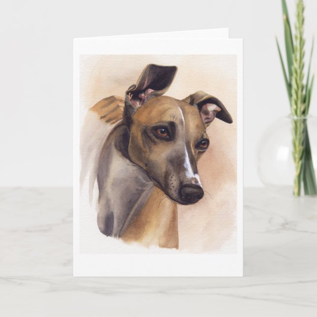 Whippet Painted in Watercolour Card (Front)