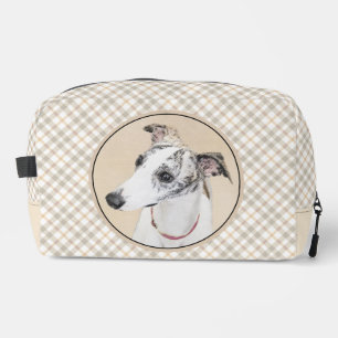 Whippet Painting Brindle White Original Dog Art Dopp Kit