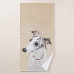 Whippet Painting - Cute Original Dog Art Bath Towel Set