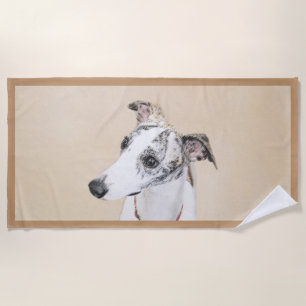 Whippet Painting - Cute Original Dog Art Beach Towel
