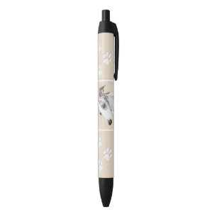 Whippet Painting - Cute Original Dog Art Black Ink Pen
