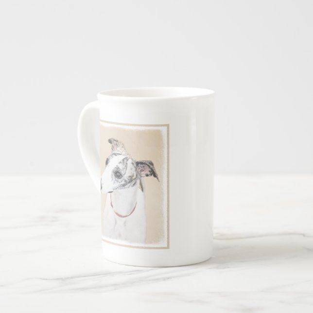 Whippet Painting - Cute Original Dog Art Bone China Mug (Front Left)