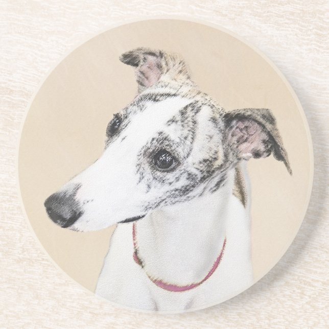 Whippet Painting - Cute Original Dog Art Coaster (Front)