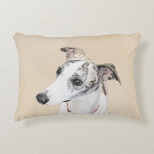 Whippet Painting - Cute Original Dog Art Decorative Cushion