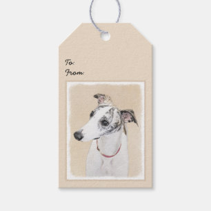 Whippet Painting - Cute Original Dog Art Gift Tags