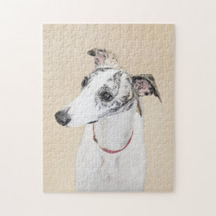 Whippet Painting - Cute Original Dog Art Jigsaw Puzzle