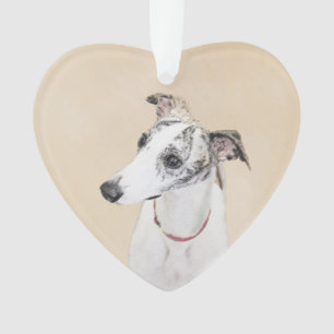 Whippet Painting - Cute Original Dog Art Ornament