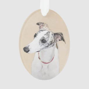 Whippet Painting - Cute Original Dog Art Ornament