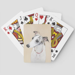 Whippet Painting - Cute Original Dog Art Playing Cards