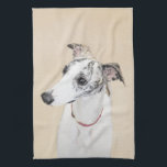 Whippet Painting - Cute Original Dog Art Tea Towel<br><div class="desc">Whippet dog portrait,  original painting.   We specialise in cute and funny original art. Buy this for yourself or as a great gift for your Whippet loving friends. Be creative - click on CUSTOMIZE to add/remove/change text,  resize the picture,  change colours or anything else the customisation tool will allow!</div>