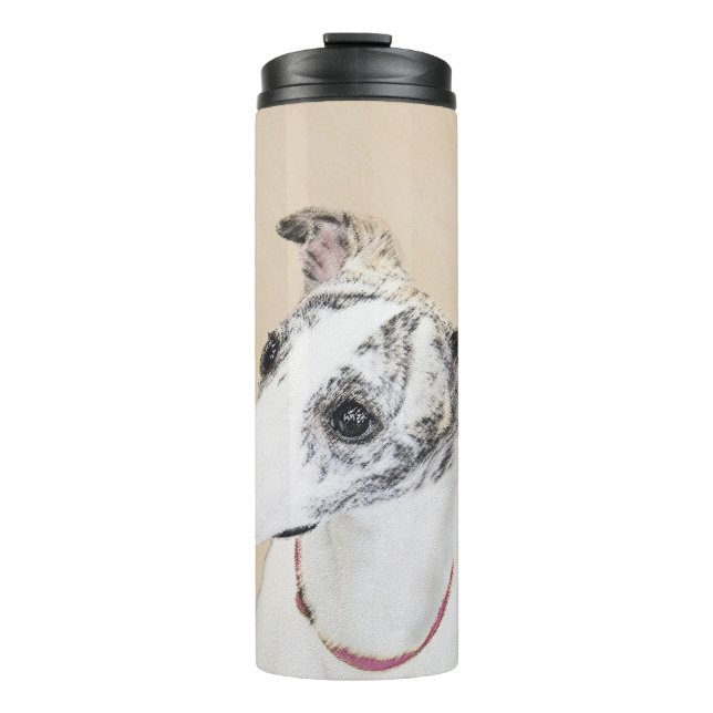 Whippet Painting - Cute Original Dog Art Thermal Tumbler (Front)